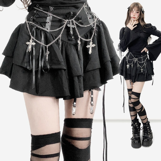 Vestido Línea A con Cintura Alta y Encaje Cruzado