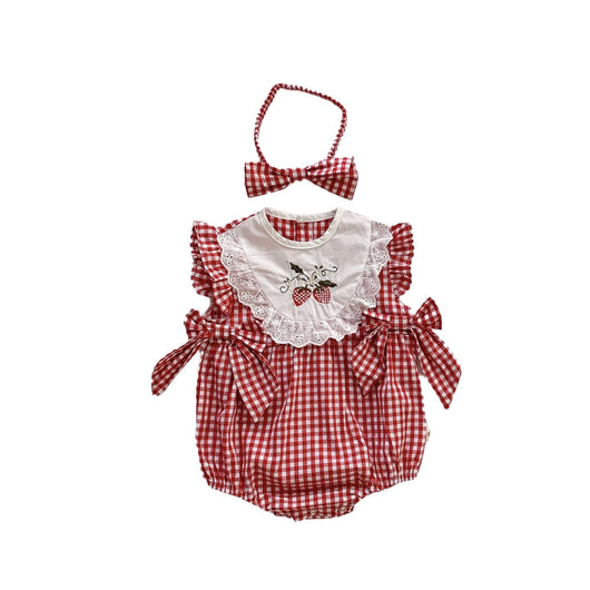 Enterizo Infantil de Encaje de Algodón con Diadema - Diseño Triangular Ligero para Niña - Image 5