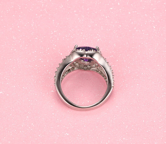 Anillo de Acero Titanio con Piedra Incrustada para Mujer - Diseño Moderno
