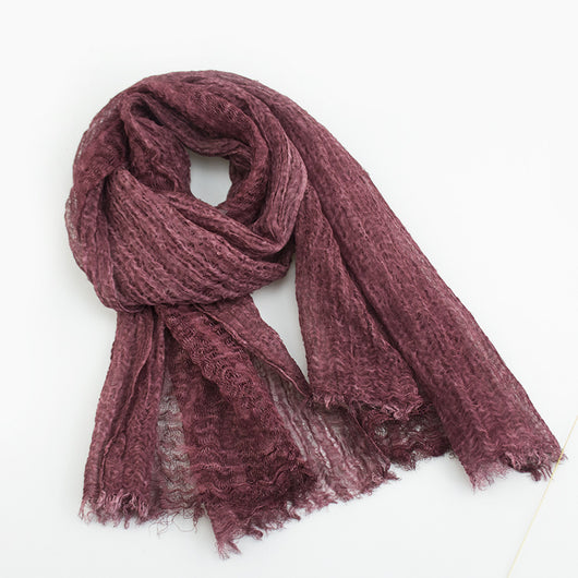 Bufanda de Lino Liso Estilo Retro con Borlas para Mujer - Image 2