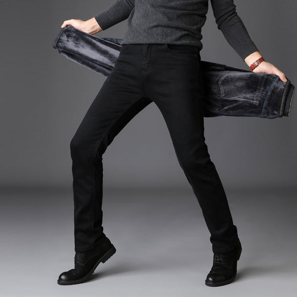 Jeans Slim Recto con Forro Térmico para Hombre - Stretch Elástico