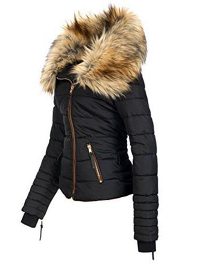 Chaqueta de Algodón con Cuello de Piel y Cierre - Image 3
