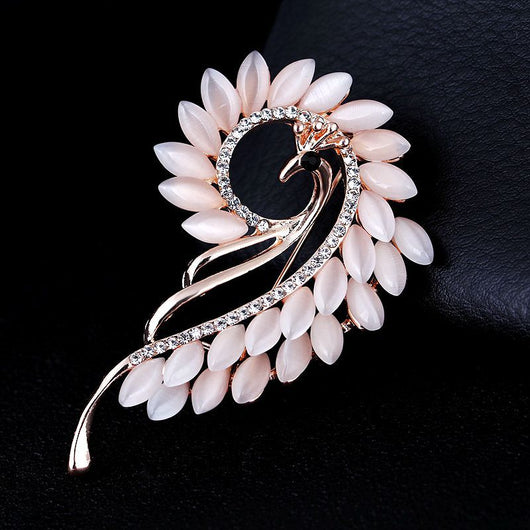 Broche Pavo Real Opal con Cristales de Aleación