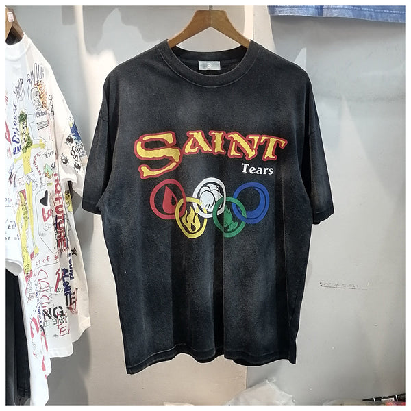 Camiseta Hombre Estampado Letras Algodón Suelta Moda Urbana Manga Corta
