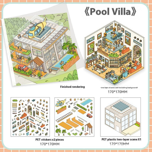 Cartoon flower park sticker set with a two-layer plastic greenhouse scene card and various plant and character stickers. - Image 14
