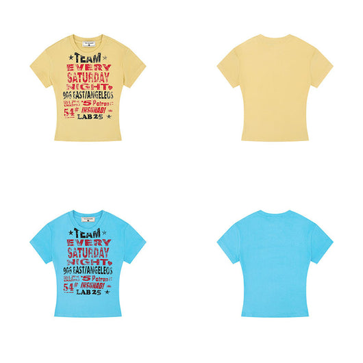 Playera Retro Casual con Estampado de Letras para Mujer - Image 4