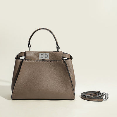 Bolso de Cuero Premium con Patrón Lychee y Cierre Metálico - Image 3