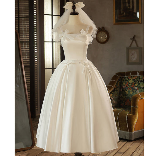Vestido de Satén Mori Blanco para Niña - Image 2