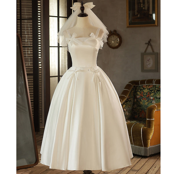 Vestido de Satén Mori Blanco para Niña