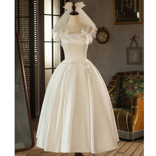Vestido de Satén Mori Blanco para Niña - Image 2