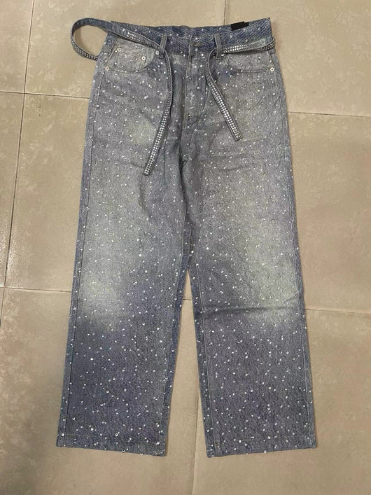 Jeans Holgados Estampado Diamante Efecto Vintage Apilados - Image 11