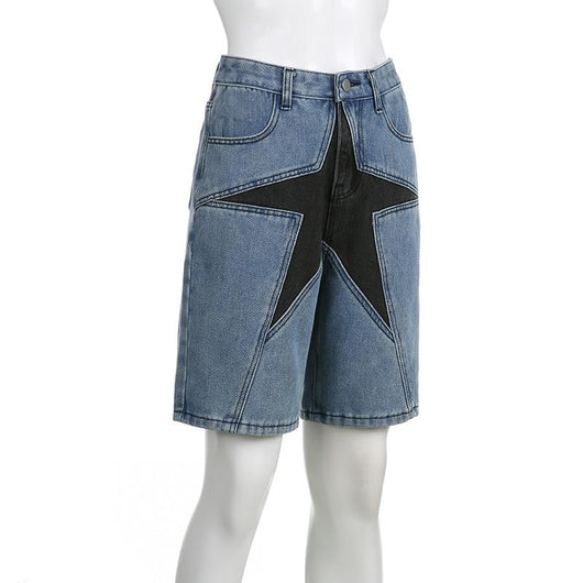 Jeans para Mujer con Parches de Contraste y Estrella de Cinco Puntas - Image 5