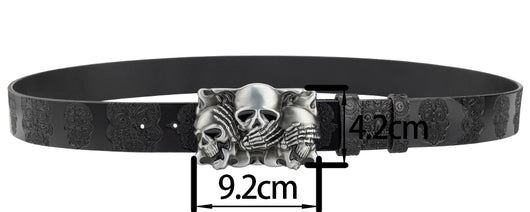 Cinturón con Hebilla de Calavera y Cabeza de Toro en Relieve - Image 9