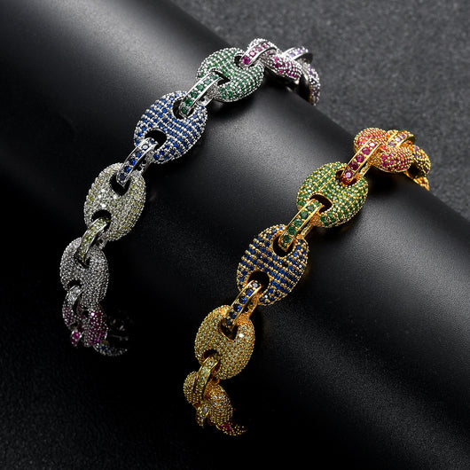 Cadena de Cerdo Zirconia Multicolor - Diseño Grano de Café - Image 4