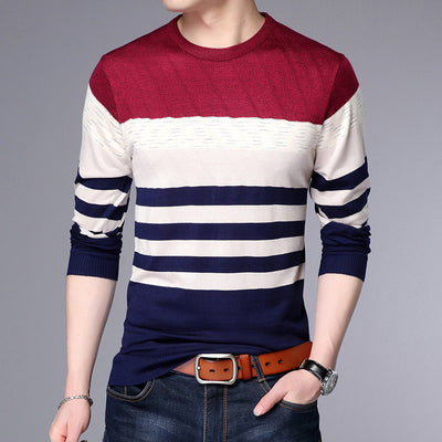 Suéter de Cuello Redondo con Bloques de Color para Hombre Joven - Image 17