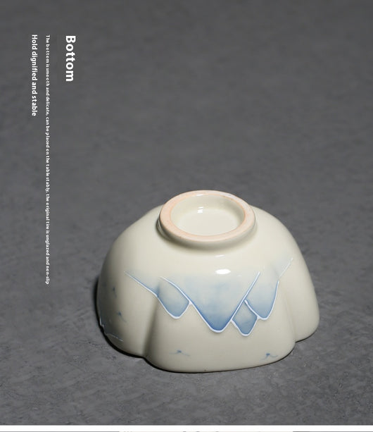 Taza Kung Fu de Porcelana Pintada a Mano - Paisaje Tradicional Gris - Image 8