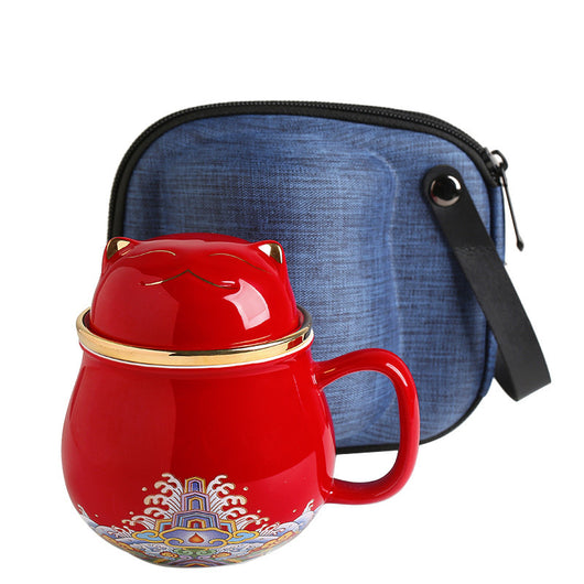 Taza de Té Cerámica Ciudad Prohibida con Tapa - Separador de Infusiones - Image 4