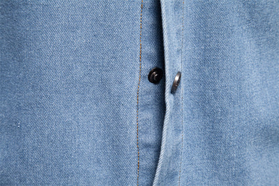 Camisa de Algodón Puro Lavada Manga Larga Color Sólido - Image 13