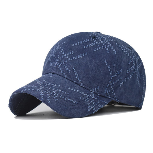 Gorra de Béisbol de Algodón Denim Lavado con Detalles Perforados