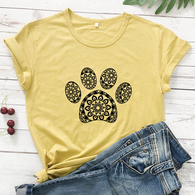 Camiseta Suelta Estampado Huellas Animales para Hombre y Mujer - Image 9