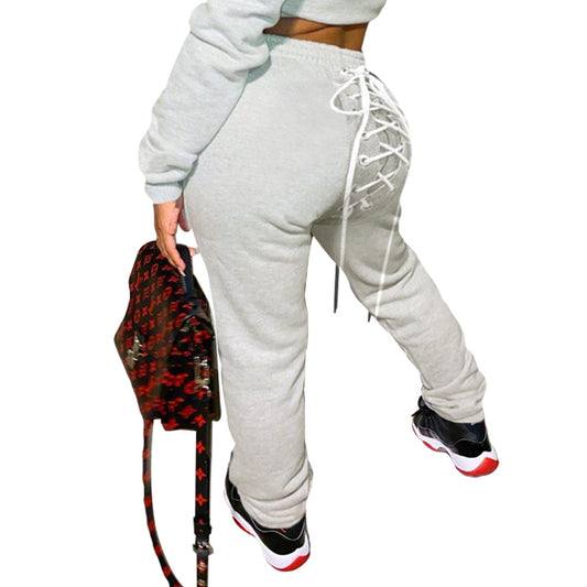 Conjunto de Buzo y Pantalón Deportivo con Ojetes de Color Sólido - Image 2