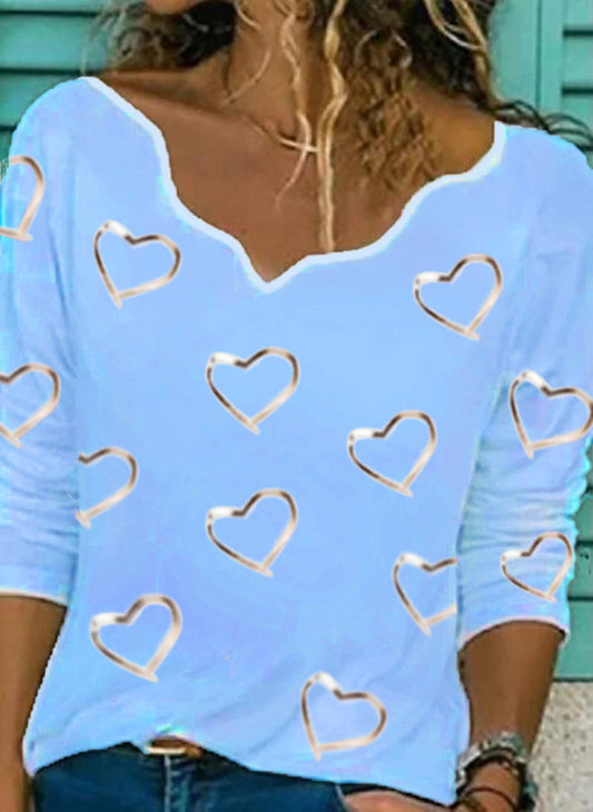 Playera Estampada Cuello V Manga Larga Versátil
