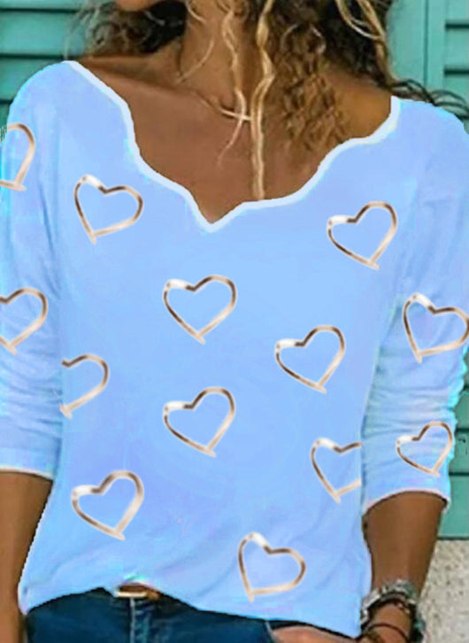 Playera Estampada Cuello V Manga Larga Versátil
