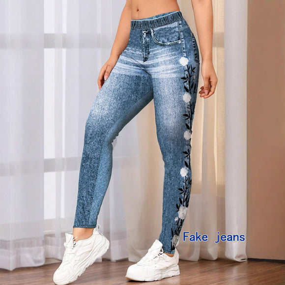 Leggings de Estilo Denim con Estampado Digital para Mujer