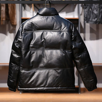 Chaqueta de Cuero con Plumón de Oveja y Cuello de Pie - Image 13