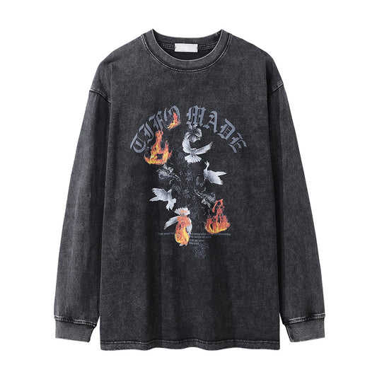 Remera Manga Larga Estampado Paloma y Llama para Hombre