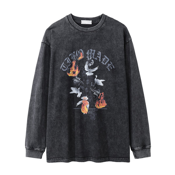 Remera Manga Larga Estampado Paloma y Llama para Hombre