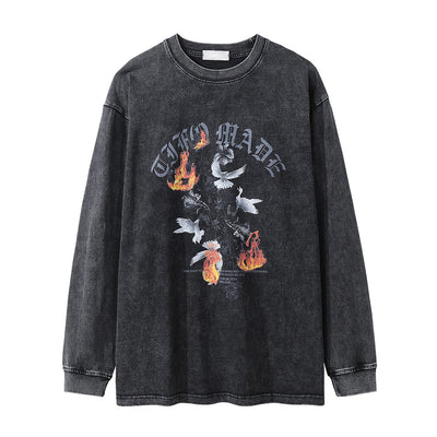 Remera Manga Larga Estampado Paloma y Llama para Hombre