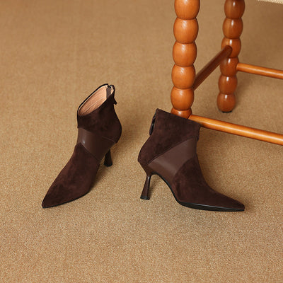 Botines Cortos Bicolor con Cuero Genuino y Tacón Fino - Image 6