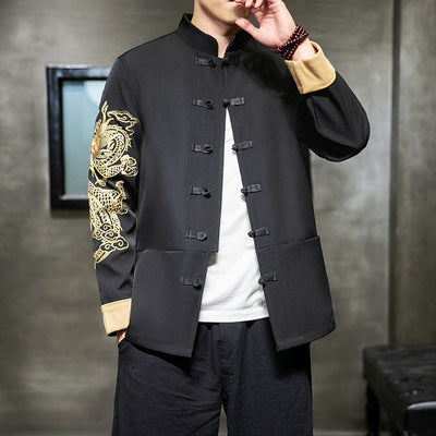 Chaqueta Casual Hombre Algodón y Lino con Bordado Estilo Tang Chino - Image 12