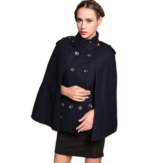 Abrigo Tipo Capa Militar Doble Botonadura en Lana para Mujer - Image 8