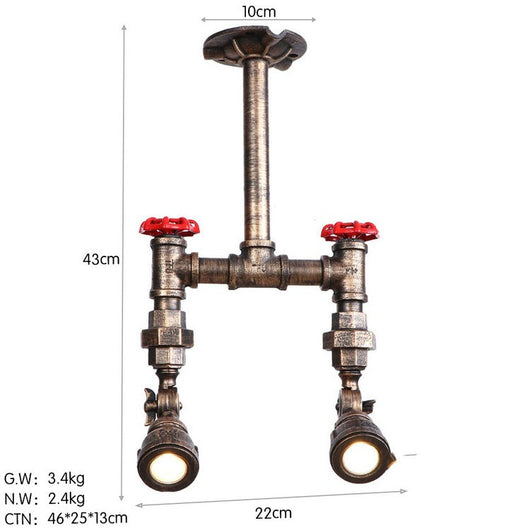 Lámpara de Techo Industrial con Tuberías de Hierro y Spot Ajustable - Image 16
