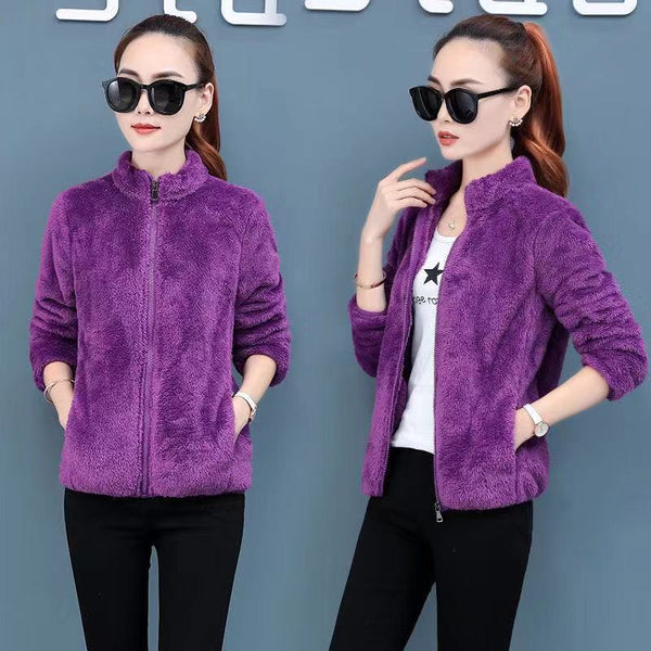 Chaqueta de Polar Reversible para Mujer - Abrigo Cardigan Otoño Invierno - Image 5