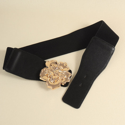 Cinturón Elástico para Mujer con Hebilla Floral Dorada - Accesorio Elegante para Vestidos - Image 8