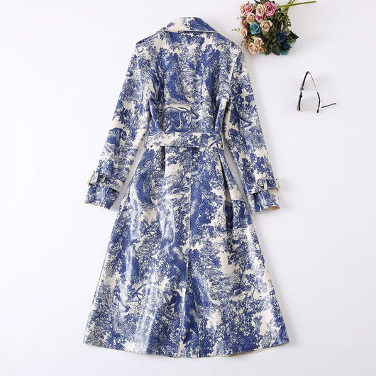 Abrigo Trench Estilo Retro con Estampado Animal y Cintura Ajustable - Image 4