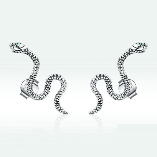 Aretes de Circón Verde con Diseño de Serpiente para Niñas - Image 2