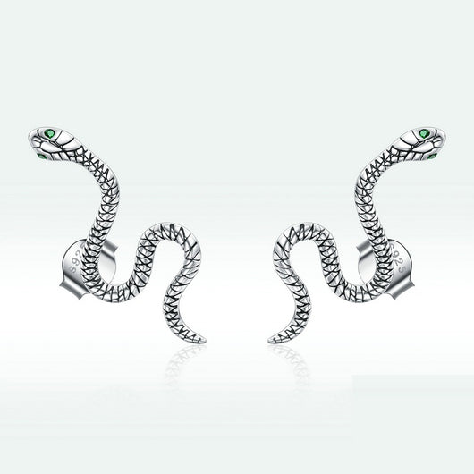 Aretes de Circón Verde con Diseño de Serpiente para Niñas - Image 2