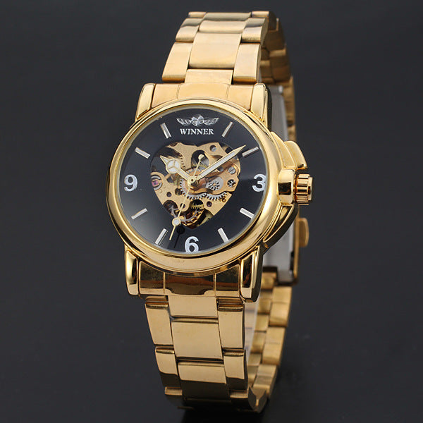 Reloj Mecánico Casual Simple con Correa de Acero
