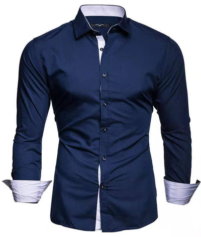 Camisa Casual de Manga Larga con Contraste de Colores para Hombre - Image 9