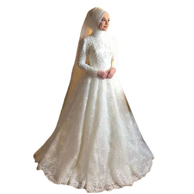 Vestido de Novia Blanco Manga Larga Elegante - Image 5