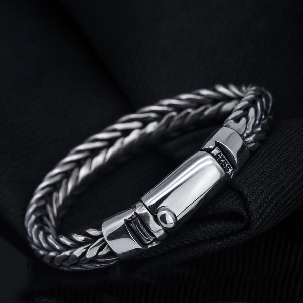 Pulsera Tejida en Plata S925 Estilo Quilla para Hombre - Image 6