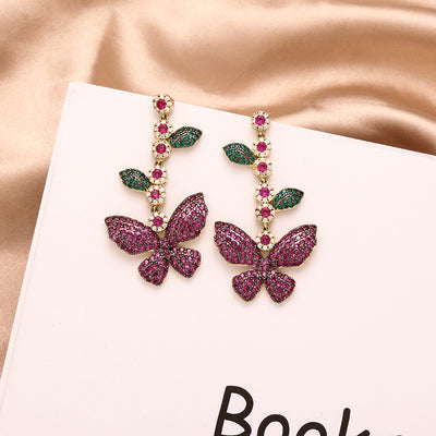 Aretes Mariposa Hada con Cristales Zirconia y Borlas Largas - Estilo Diosa - Image 10