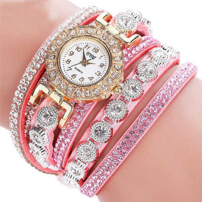 Reloj de Cuarzo para Mujer con Pulsera de Cuero y Diamantes de Imitación - Image 6
