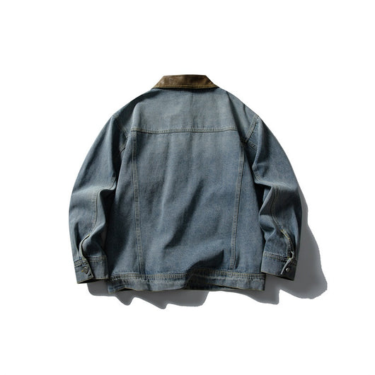 Chaqueta Denim Retro con Bolsillos Múltiples y Solapas en Contraste para Mujer - Image 8