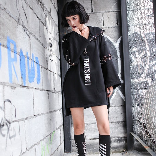 Vestido Sudadera Larga con Detalles Metal Punk - Image 3