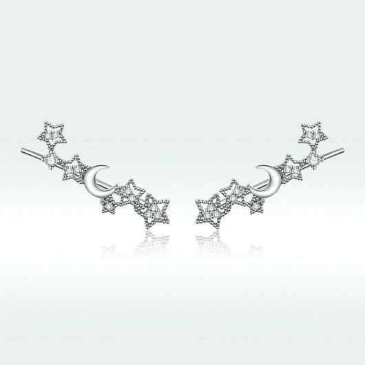 Aretes de Plata con Estrella y Luna - Circonitas Incrustadas Diseño Minimalista - Image 13